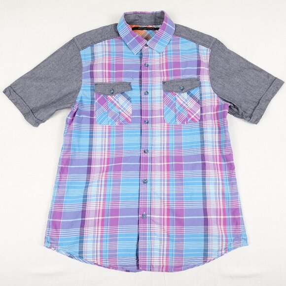 SEAN JOHN Shirt Mens Medium Short Sleeve Colorful Collared Button Up - Picture 1 of 10